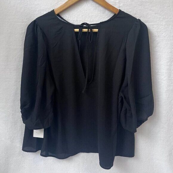 Eloquii Plus Size Women's Puff Sleeve Top‎ With Open Tie Back Blouse - Picture 3 of 5